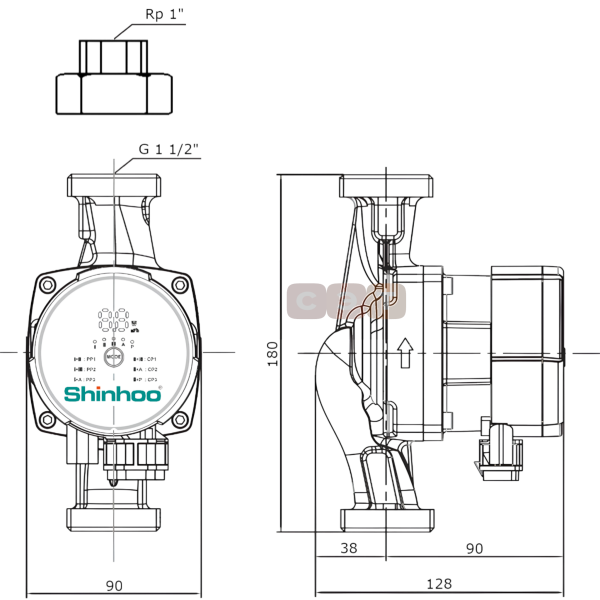 Энергоэффективный циркуляционный насос  (с «мокрым» ротором) MASTER S 25-7.5 180 1x230V Shinhoo